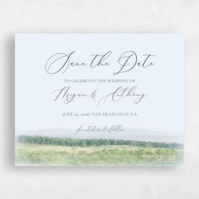 Light Sky, Blue Wedding Save the Date - Meadowlark Landscape