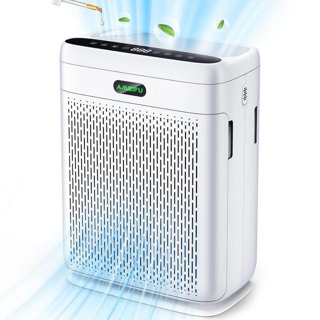 Air Purifiers for Home Large Room Up to 2200 Sq Ft, H13 Hepa Double-Sided Air Filter Purifier with PM 2.5 Display Air Quality Sensor, Air Cleaner for Bedroom, Dust, Pets, Smoke, Pollon