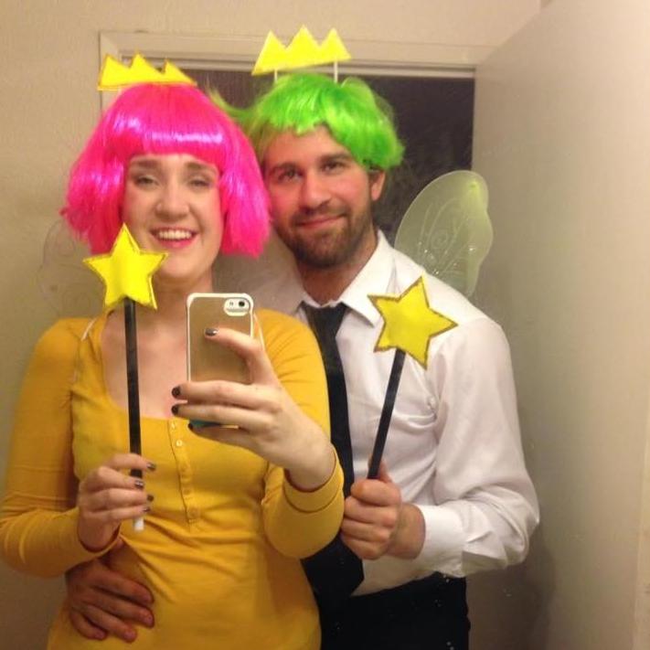 Our first Halloween together, as Cosmo and Wanda from the Fairly Odd Parents