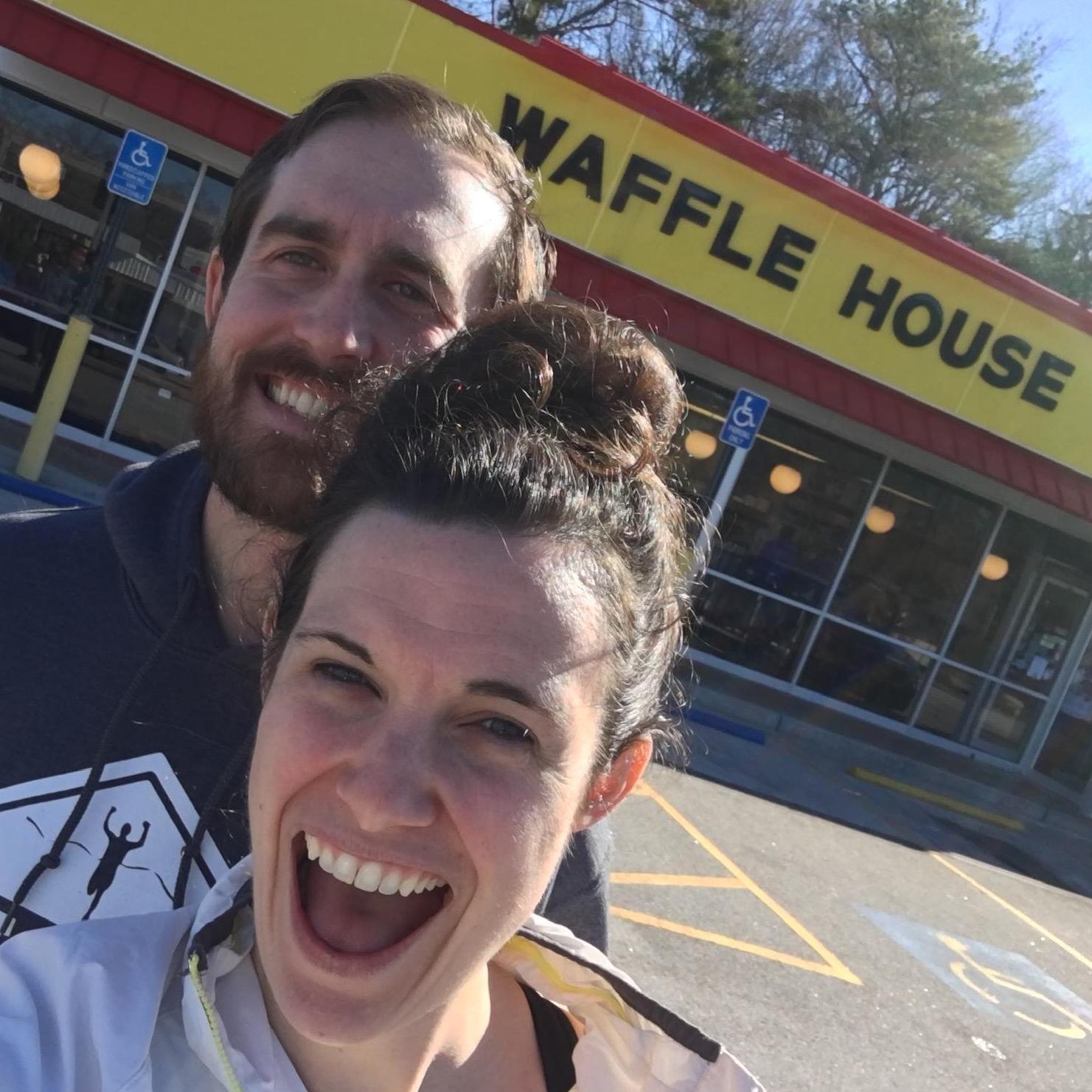 Katelyn's first trip to Waffle House (iconic in the South) after a long run - January 2018