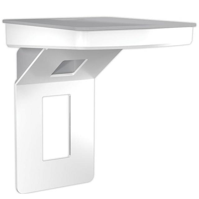 Sanus Made for Google Small Device Outlet Shelf in White & Fog Grey - Holds Small Electronics Up to 8lbs w/Built-in Cord Storage - Includes Both Standard & Decora Outlet Faceplates - Easy DIY Install