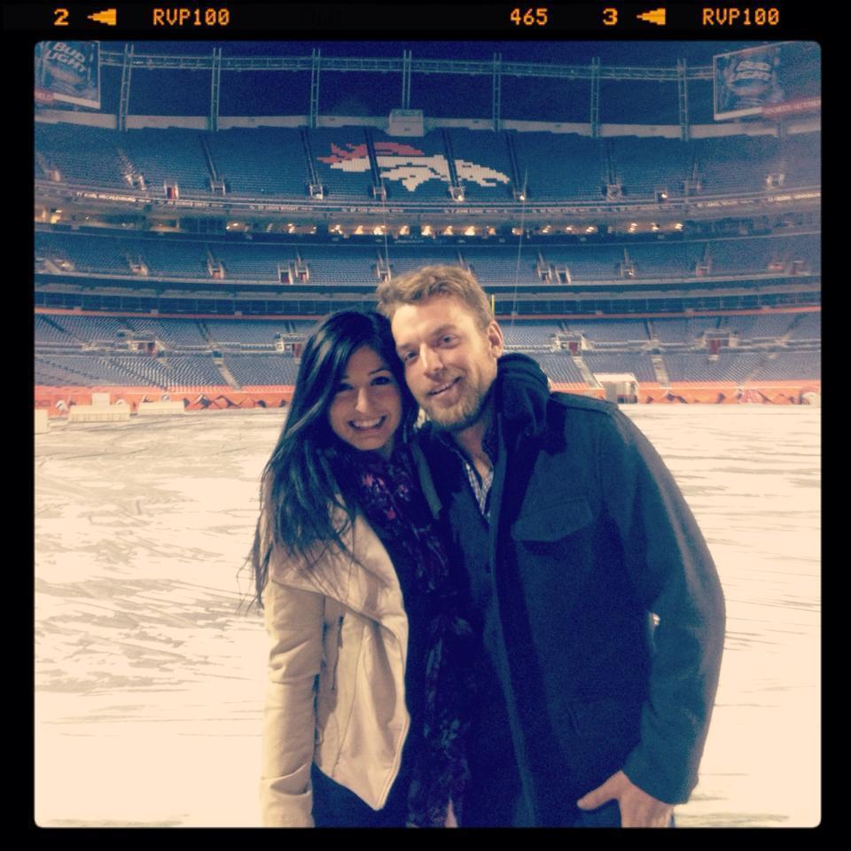 A super sweet Christmas work party at the Denver Bronco's football stadium when Morgan was just starting his new job as a welder!