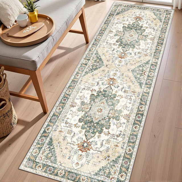 Roseek Rug Runners for Hallways Non Slip 2x6, Kitchen Rugs with Rubber Backing, Washable Vintage, Boho Area Rug for Living Room, Low Pile Distressed Rugs Carpet Runners for Bedroom, Entryway, Laundry