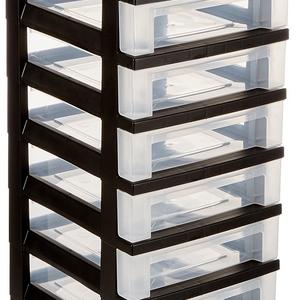 Medium 10-Drawer Cart with Organizer Top, Black