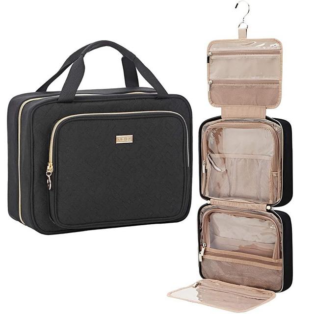 NISHEL 4 Sections Hanging Travel Toiletry Bag Organizer, Water Resistant Large Makeup Cosmetic Case for Bathroom Shower
