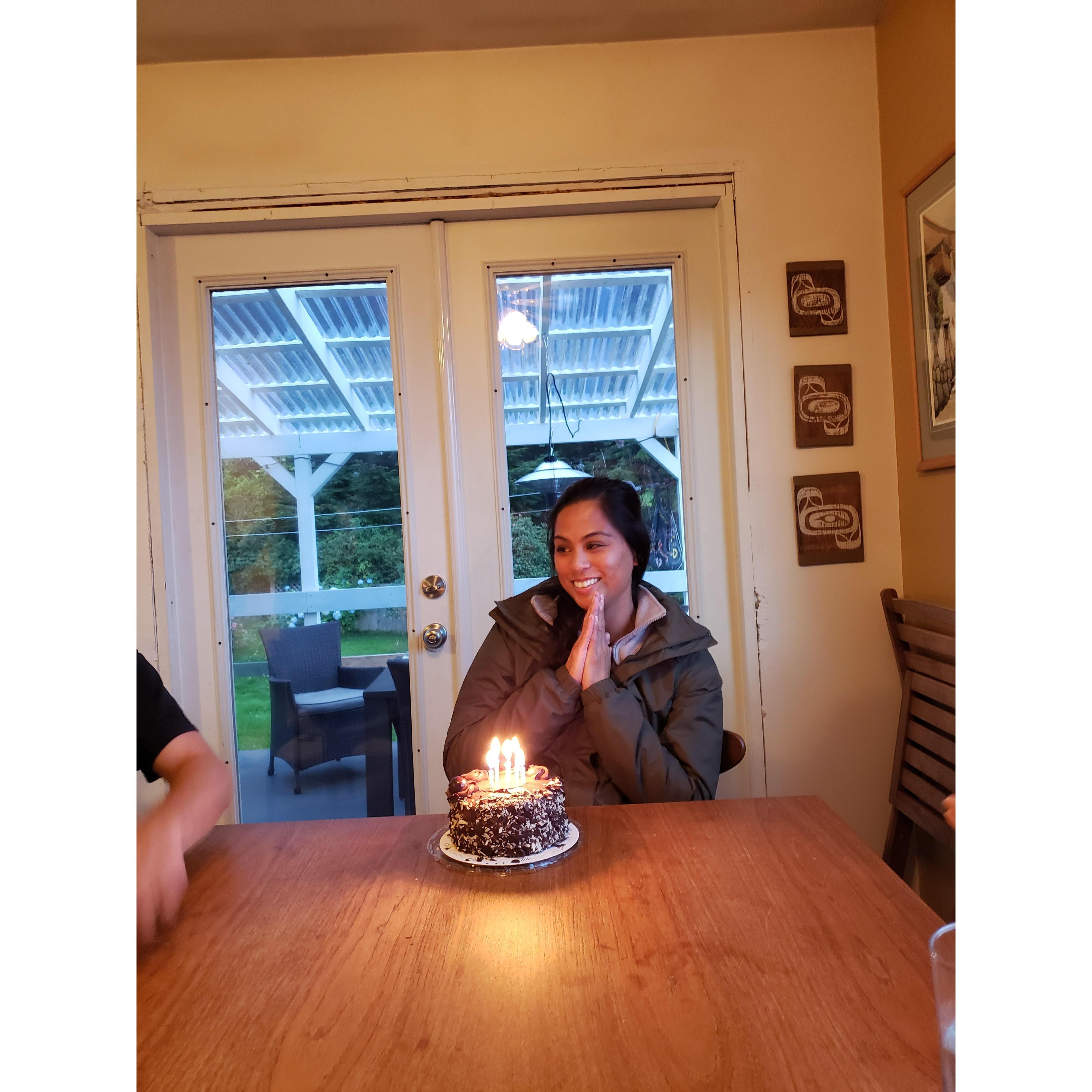 Nina's birthday in Canada. (She was NOT expecting a cake)