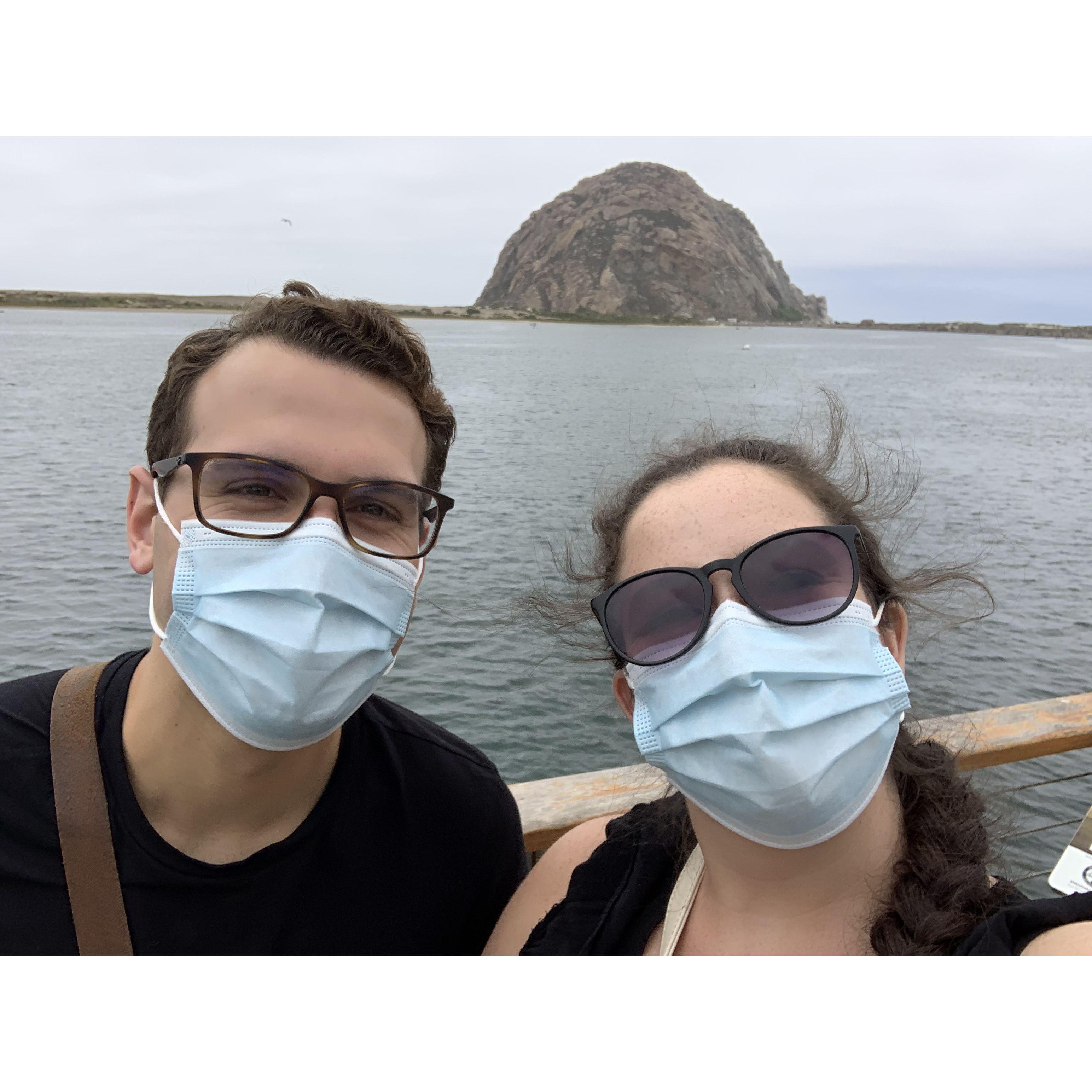 July 2020: On a road trip to Monterey, they stopped to see Morro Rock!