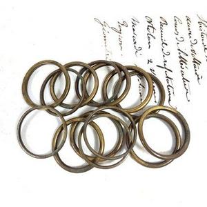 1800s Set 14 Brass round Curtain Rings, Antique, Handmade, lot, French Vintage, bronze napkin ring, Napoleon, Lious XV, Victorian, gilded A