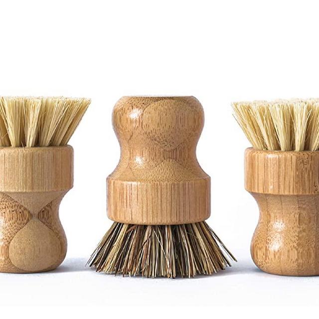 ECOLULU Natural Bamboo Dish Brush Plant Based Bristles | 3 Pack Wooden Dish Brush | Bamboo Scrub Brush for Cleaning Dishes, Pots, Pans and Vegetables | Biodegradable Eco Friendly Products