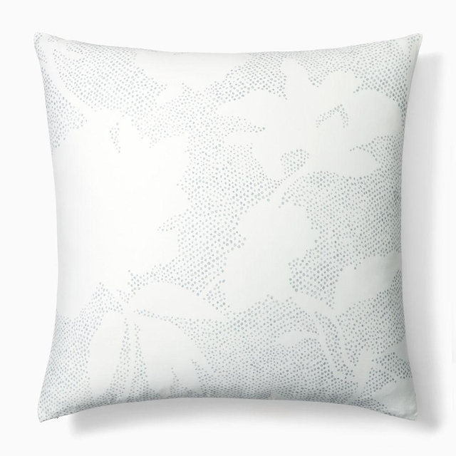 Silhouette Dotted Floral Duvet, Euro Sham, Chambray