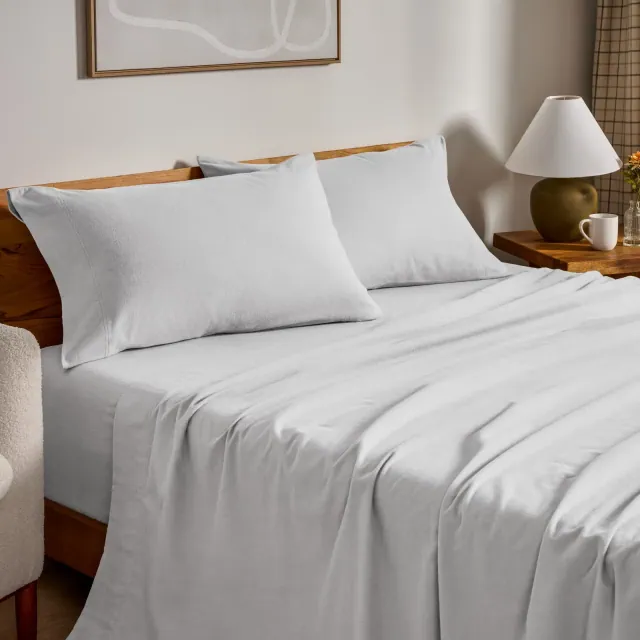 Cloud Grey Cotton Flannel King Sheet Set by Bare Home