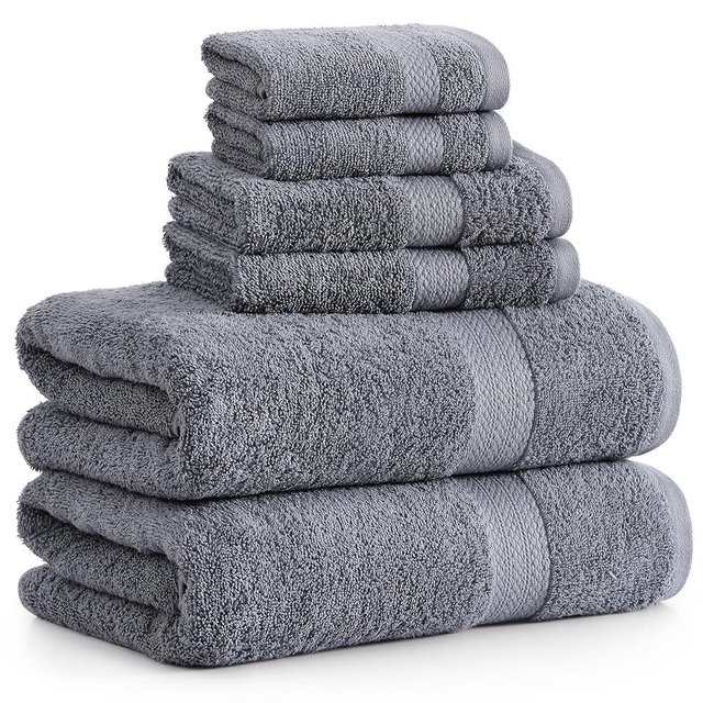LANE LINEN Bath Towels Set of 6-100% Cotton Bath Towels, Extra Large Bath Towels, Hotel Towels, 2 Bath Towels Bathroom Sets, 2 Hand Towels for Bathroom, 2 Wash Cloths for Your Body - Cool Grey