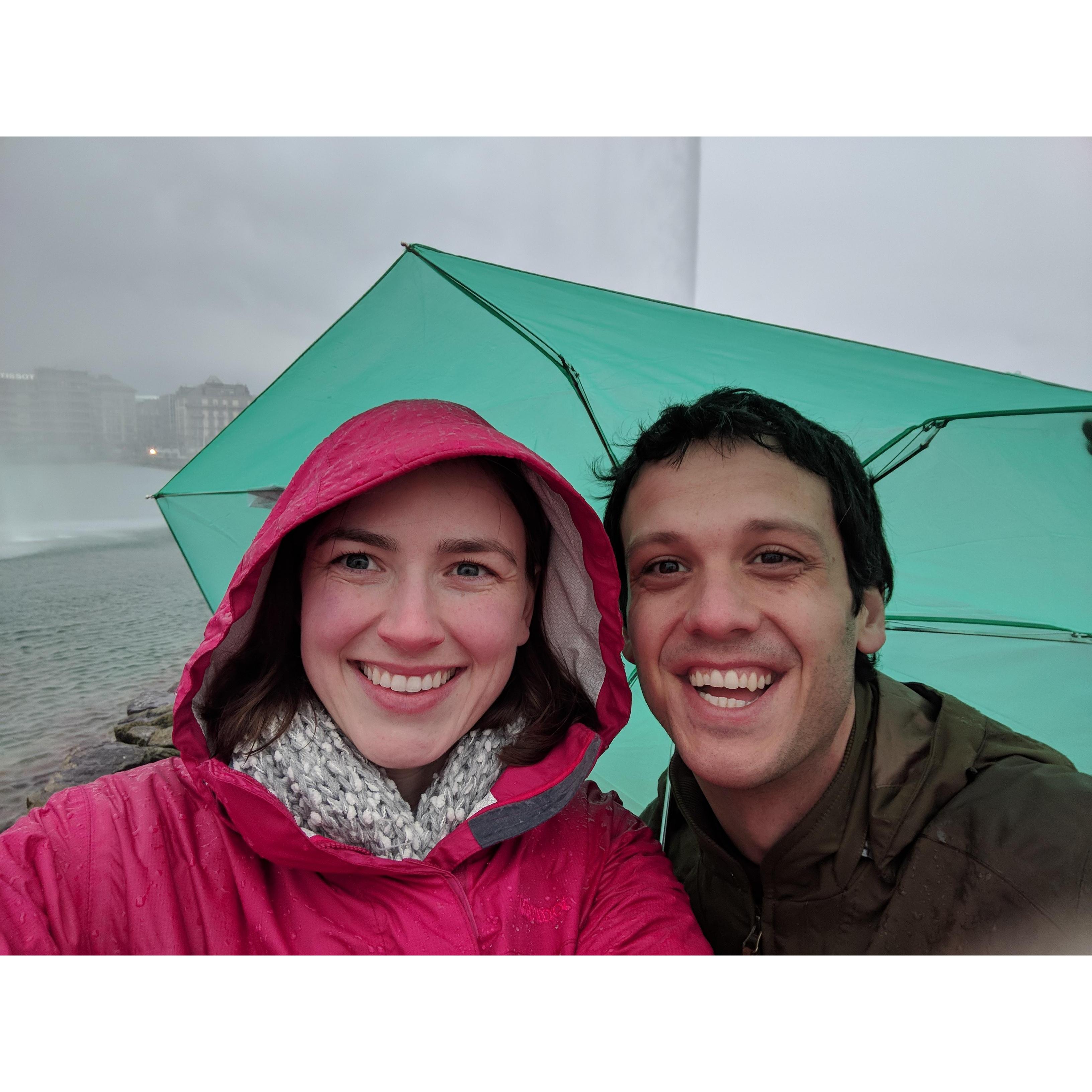 Visiting Jet d'Eau in the rain! Geneva, Switzerland (March 2018)