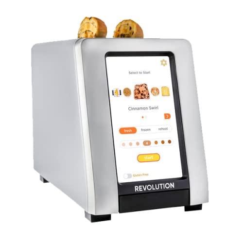 Revolution InstaGLO R270 Touchscreen Toaster. 2-Slice, High-End Design, Brushed Platinum Finish. The Ultimate Toasting Experience With High-Speed Smart Settings for 34 Bread Types Including Panini Press Mode, Warming Rack Mode and Gluten Free Mode