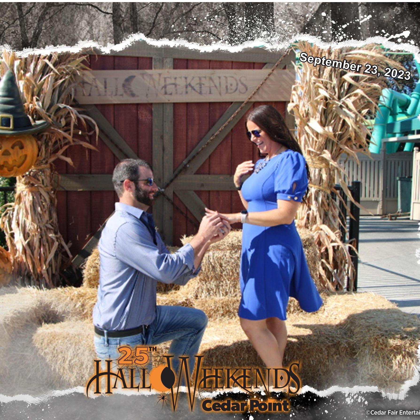 Reenacting the proposal the next day, back at Cedar Point Sep 2023