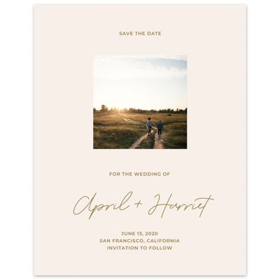 Peach, Beige Wedding Digital Save the Date - Geneva Portrait