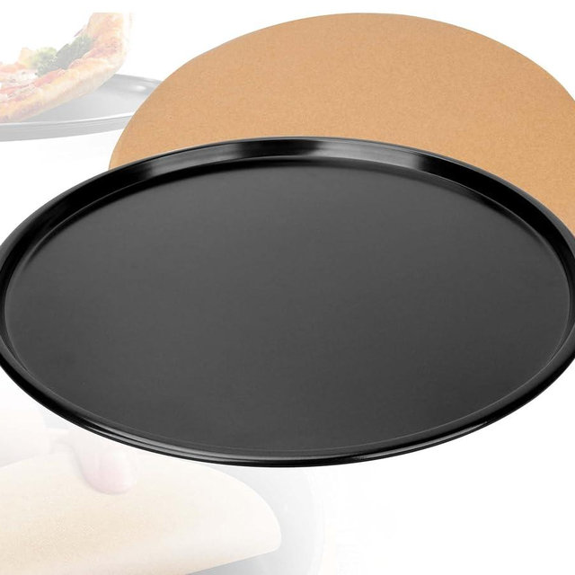 GYPNS 13 Inch Nonstick Pizza Pan Fit for Breville Smart Oven BOV800XL, BOV845BSS Countertop Oven Accessories Round Pizza Tray Replacement, with 50 Pcs Parchment Paper Sheets（Heavy Carbon Steel）