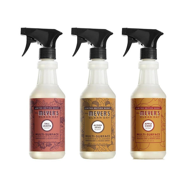 Mrs. MEYER'S CLEAN DAY Multi-Surface Cleaner 3 Pack Variety 16 OZ Each, 1 CT (Acorn Spice + Apple Cider + Fall Leaves)