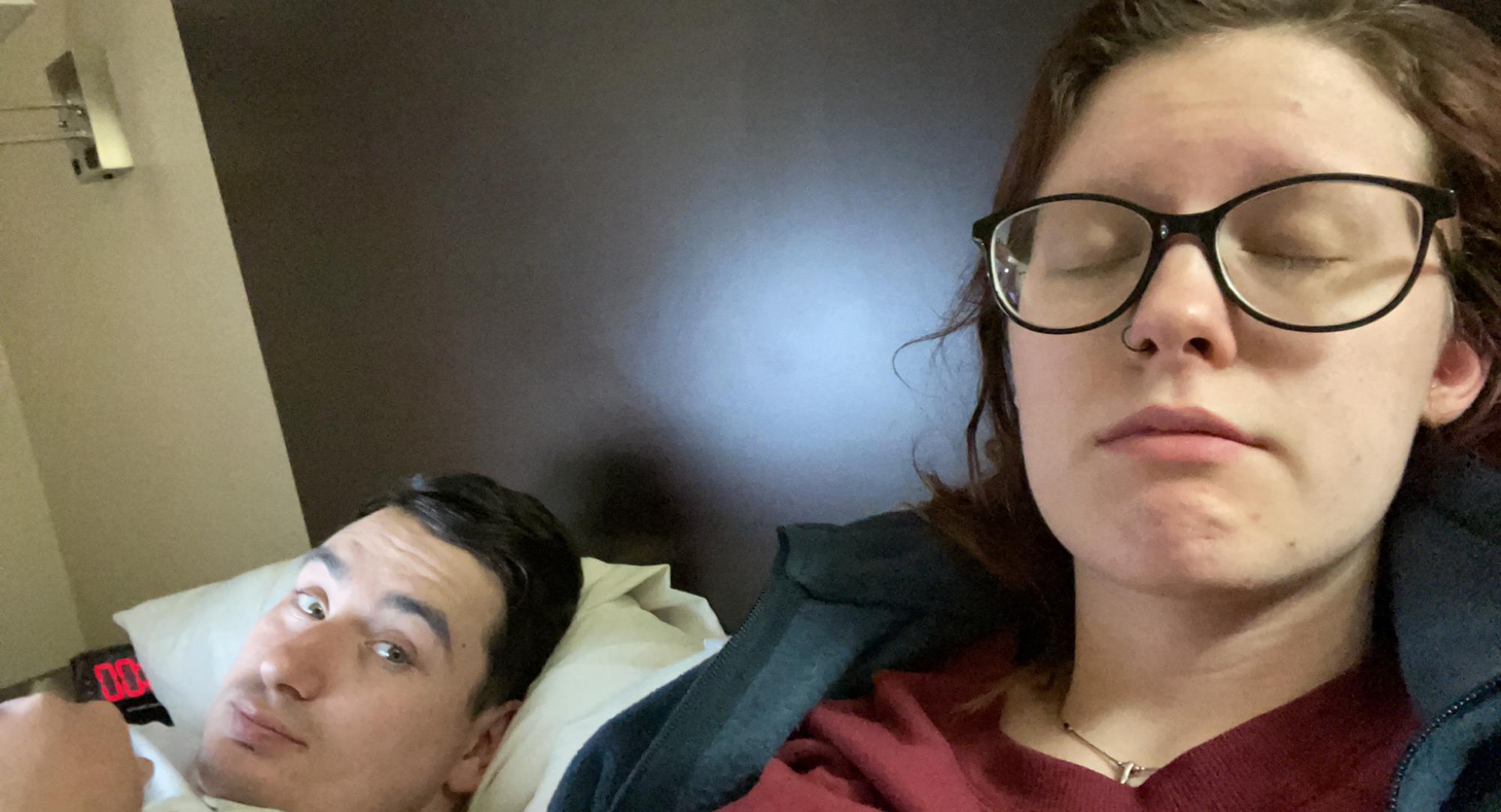 Our faces after a long day of driving across NM and AZ 😂