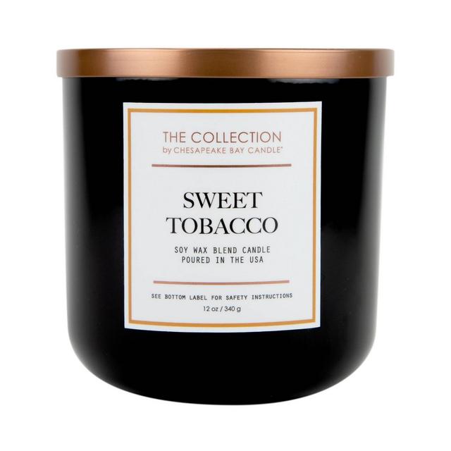 12oz Black Glass Jar 2-Wick Candle Sweet Tobacco - The Collection by Chesapeake Bay Candle