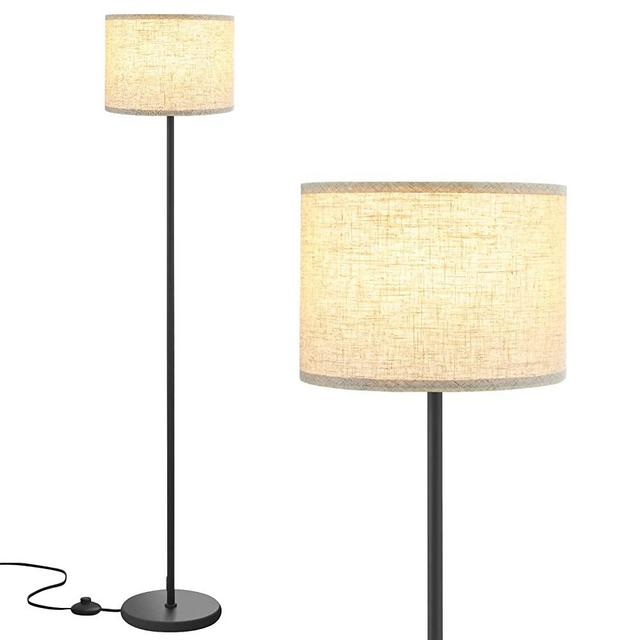 Floor Lamp for Living Room, Modern Floor Lamp with Shade, Tall Lamps for Living Room, Bedroom, Office, Dining Room, Stick Floor Lamp with Linen Lampshade(Without Bulb)