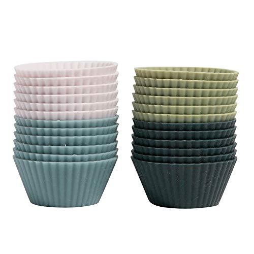The Silicone Kitchen Reusable Silicone Mini Baking Cups - Set of 24, Non-Toxic, BPA Free, Dishwasher Safe (24, Mini)