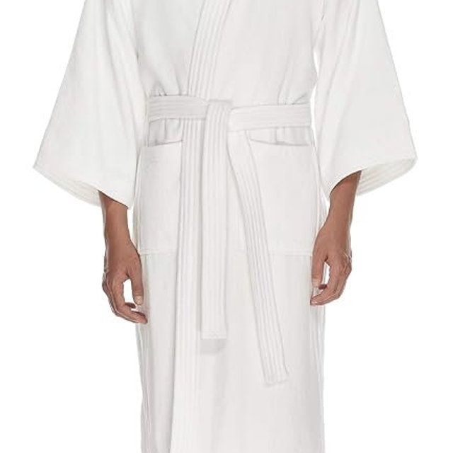 Men's Terry Cloth Bathrobe by Boca Terry, Cotton Spa Robes, Plush White Hotel Bath Robe, M/L, 2X, 4X