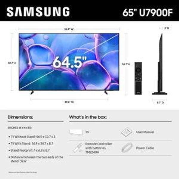 Samsung - 65" Class U7900 Series UHD 4KSmart Tizen TV (2025)