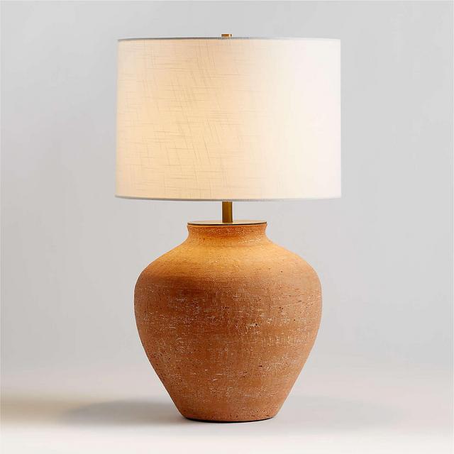 Corfu Terracotta Table Lamp with Drum Shade