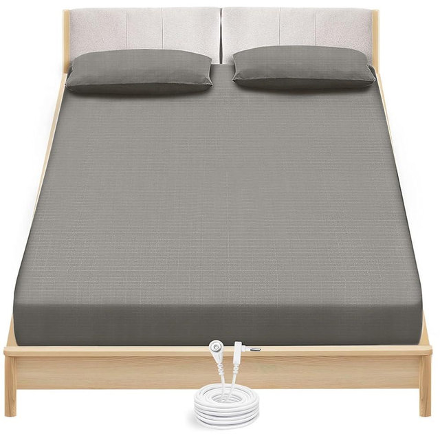 Grounding Sheets Queen Size - Organic Cotton and Silver Fiber, Grounding Fitted Sheet Wellness Sleep Improve Deep Gray