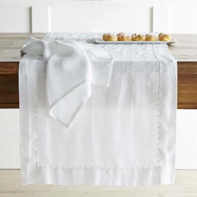 Washed Linen Table Runner, White