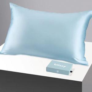 Blissy Silk Pillowcase - 100% Pure Mulberry Silk (Standard, Sky Blue)