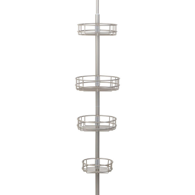 Richards Homewares 4-Tier Tension Pole Shower Caddy in Satin Nickel