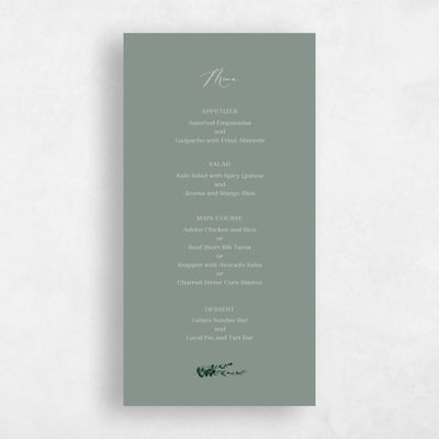 Sage, Green Wedding Menu - Stanley