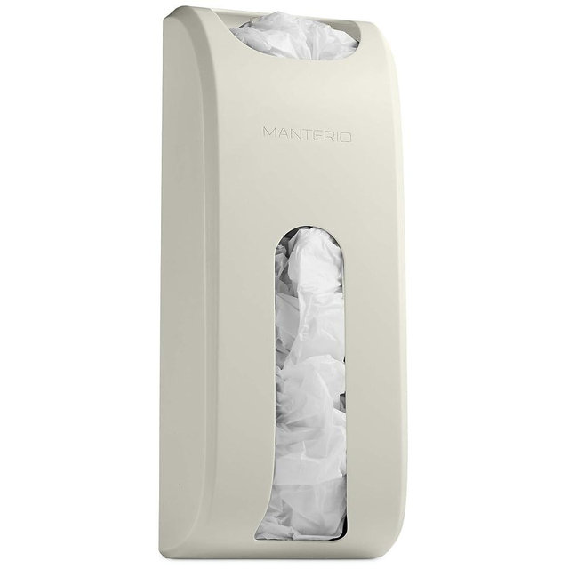 Manterio Wall Mount Plastic Bag Organizer | Durable Plastic Grocery Bag Saver | Smudge Proof, Fingerprint Resistant (Cream)