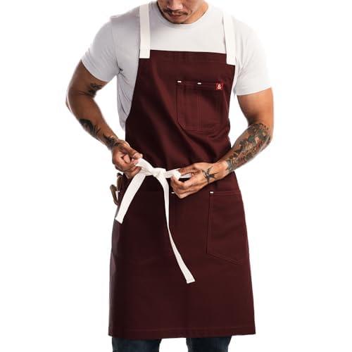 hedley & bennett Crossback Apron Collection - Adjustable Chef Aprons with 3 Pockets for cooking and grilling