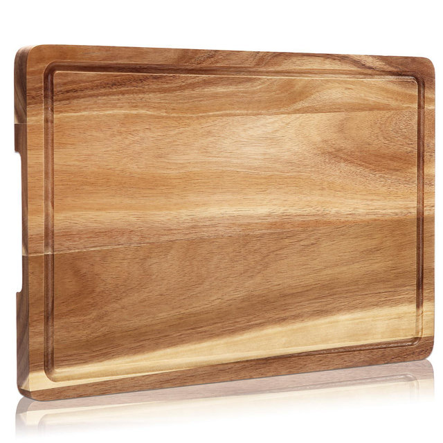 2 pcs 18 inch Acacia Wood Cutting Board, Butcher Block Cutting Board, Chopping Board with Side Handles for Meat, Vegetables and Fruit