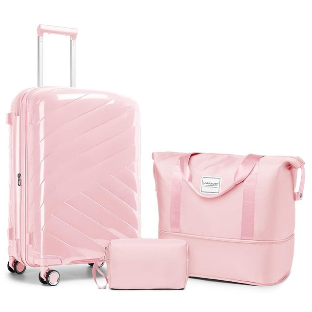 TRIPLAYER Carry On Luggage 22x14x9 Airline Approved, 20 Inch Expandable Hardshell Luggage Carry-on Suitcases with Spinner Wheels, Carry On Suitcase Set for Women (PINK)