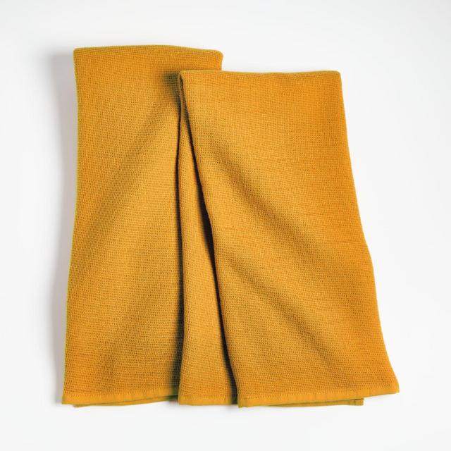 Pique Orange Dish Towels, Set of 2