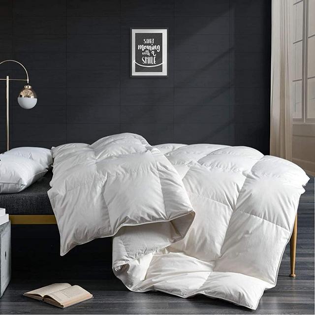 APSMILE Goose Down Comforter Duvet California King, All Seasons Down Duvet -100% Organic Cotton, Luxurious 750 Fill-Power 53oz Medium Warm Hotel Comforter Insert, 104x96, Ivory White