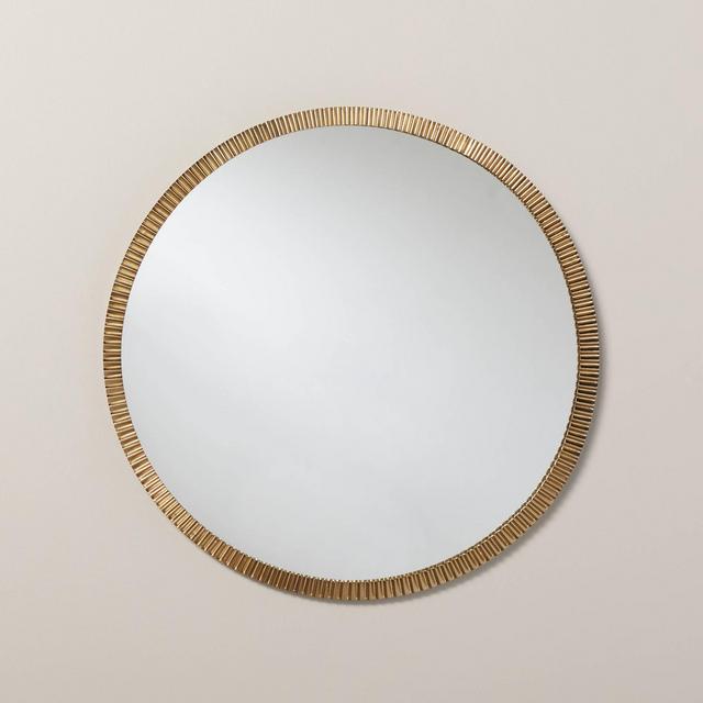 20" Pleated Brass Round Wall Mirror Antique Finish - Hearth & Hand™ with Magnolia