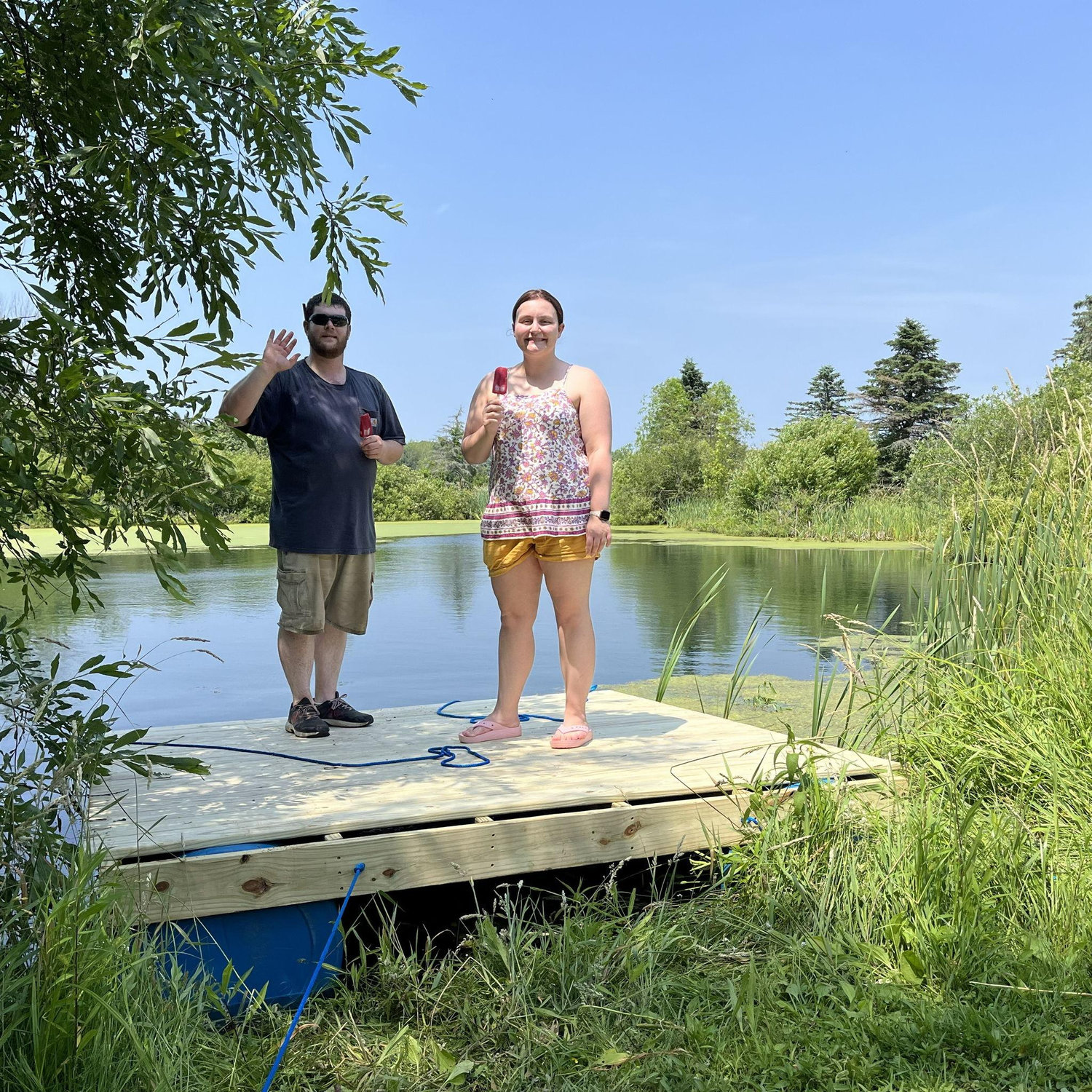 Popcicle break during dock construction - June 2025