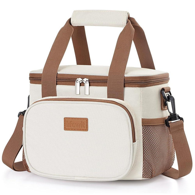 Lifewit Medium Lunch Bag Insulated Lunch Box Soft Cooler Cooling Tote for Adult Men Women, Beige 12-Can (9L)
