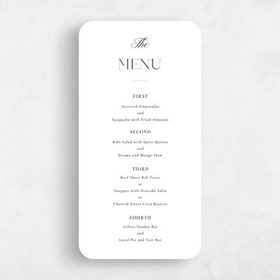 White Rounded Wedding Menu - Gavin
