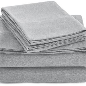 AmazonBasics Heather Jersey Sheet Set - Queen, Light Gray