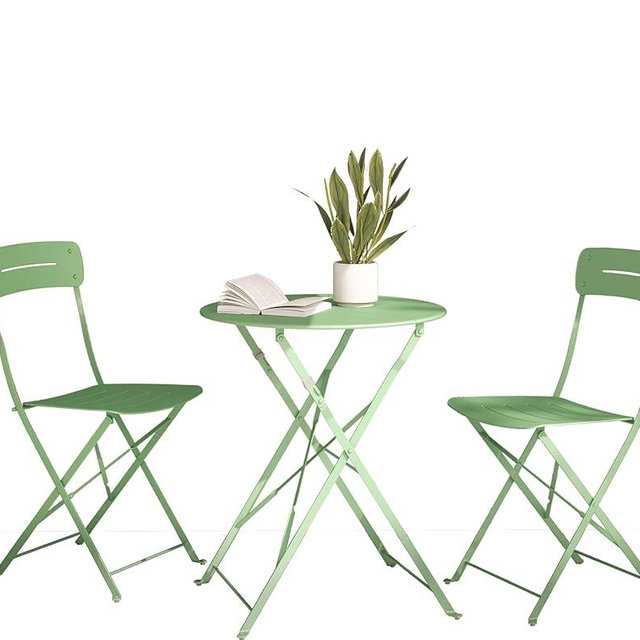 Grand patio Premium Frame Patio Bistro Set, Colorful Folding Outdoor Patio Furniture Sets, 3-Piece Patio Table and Chair Set, Sage Green