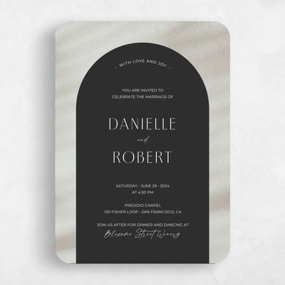 Black Rounded Wedding Invitation - Pinellas Arch