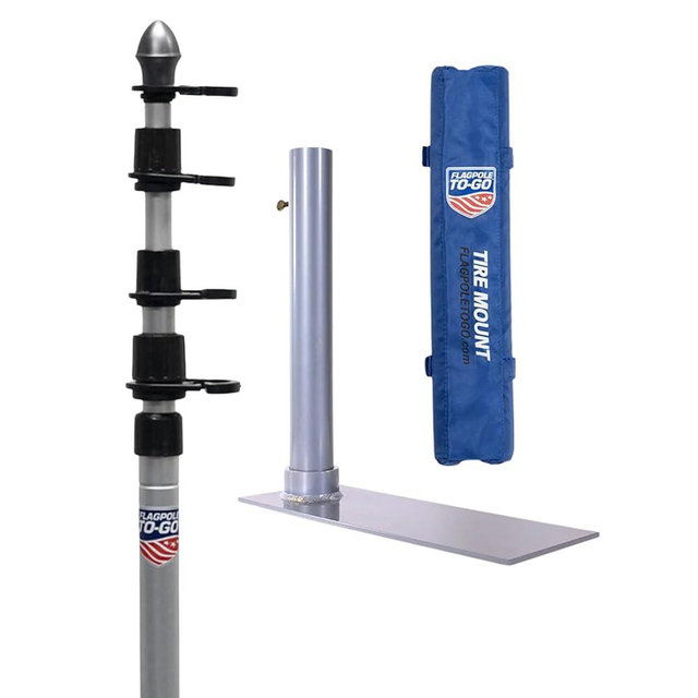 Flagpole-To-Go Ultimate Tailgate Kit with Portable Flagpole and Tire Mount