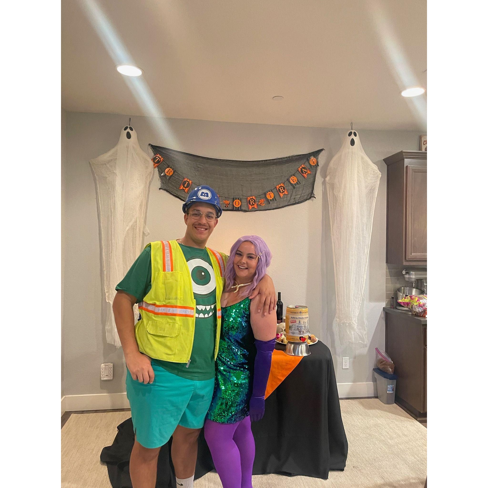 Celebrating another Halloween as Nick as Mike Wazowski and Jenna as Celia from the movie Moster's INC