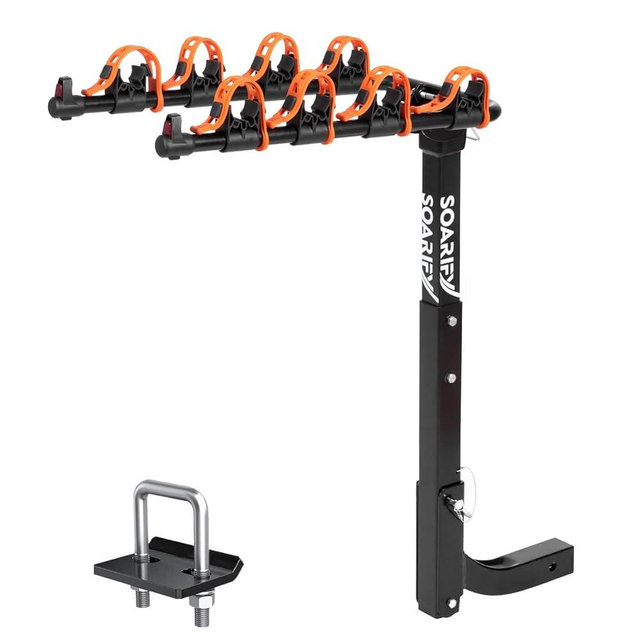 Soarify Hitch Bike Rack Mounts on Car, SUV, RV, 2" Hitch Receiver, 4 Bike Capacity, 143 lbs Load, Tilt Release, Rubber Straps